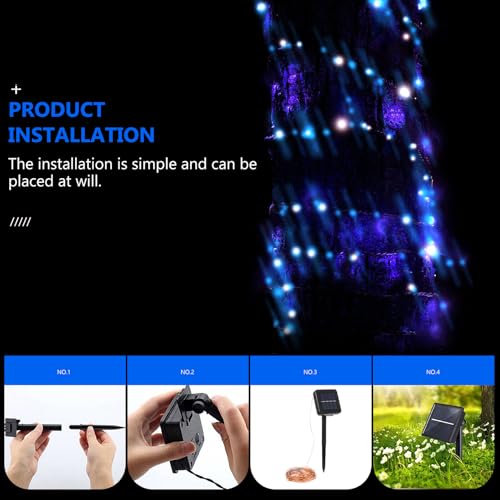 Luces solares de cadena azul para jardín exterior 20m 200 LED miniatura 7
