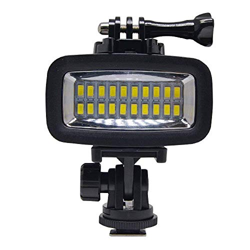 Mcoplus 40m/130ft Rechargeable Diving Light Dimmable Waterproof Video LED Light 6W 20 LEDs