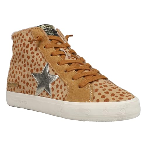 VINTAGE HAVANA Womens Break Out Metallic Leopard Print High Sneakers Shoes Casual - Brown2
