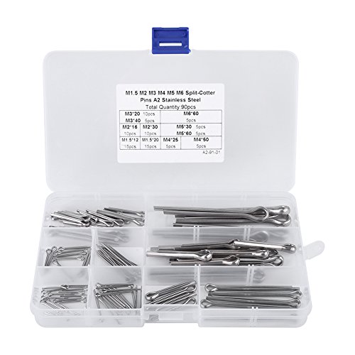 ANKROYU 90pcs 11 Kinds M1.5 M2 M3 M4 M5 M6 Split Pins, Metal Split Cotter Pins Assortment with Case, Cotter Pin Assortment, Split Pins Cotter for Hitch Pin Lock Systems