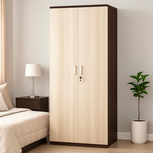 Image of AAVATAR 2 Door Wooden Wardrobe with Drawers | Natural & Wenge Finish Cupboard for Bedroom | Engineered Wood Almirah, Handles & Spacious Shelves Storage (H75 x W30 x D19 Inch)