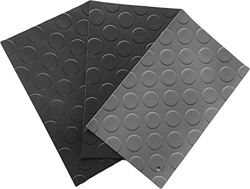 Mugar- Revestimiento de Suelo de PVC con Relieve de Círculos- Estera Vinílica Antidelizante- Suelo de PVC Resistente a Aceites (PVC Negro Por metros (Ancho 1,5m))