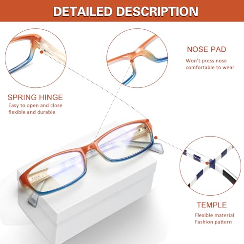 Image of Kerecsen Computer Reading Glasses for Women Blue Light Blocking Glasses for Reading Fashion Pattern Print Eyeglasses for Womens(Mix Color -5, 6.00)