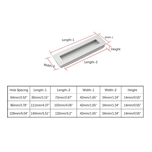Dreneco 4pcs Aluminium Alloy Recessed Handle Sliding Door Cupboard Wardrobe Flush Pull Hidden Handles (Hole Distance 128mm) - Image 2