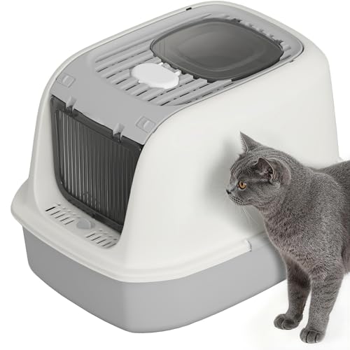Arenero cerrado para gatos mediano 20.6x16x14.3 pulg Gris miniatura 1