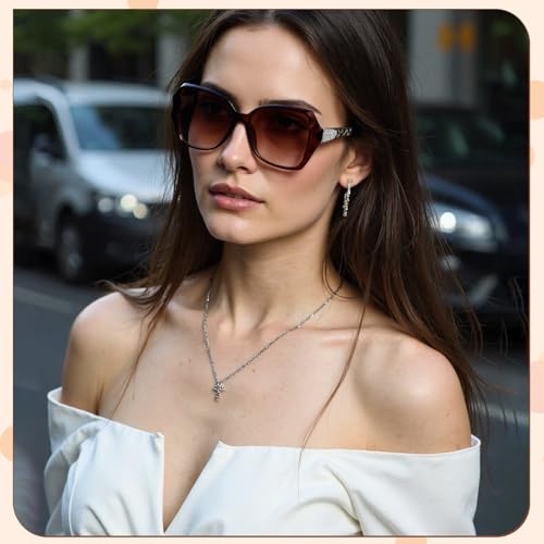 Image of DragonflyDreams Women Large Sunglasses, UV 400 Glasses | Oversized Classic Trend Ladies Sunglasses Sparkling Large Frame