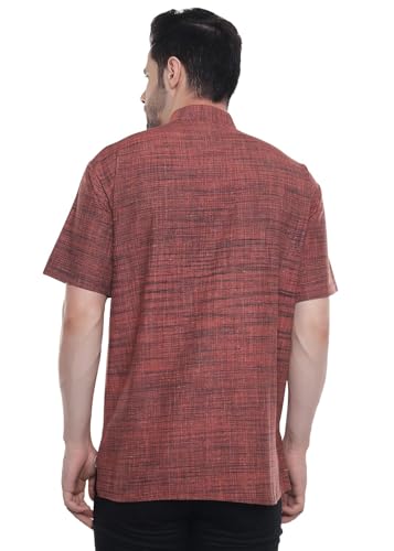 Image of Khadie Cotton Blend Solid Casual Regular Fit Mandarin /Chinese Collor Short Kurta for Men