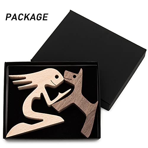 Small Living Room Decor Women And Dog Statue Wood Decorations For Home #TOP5