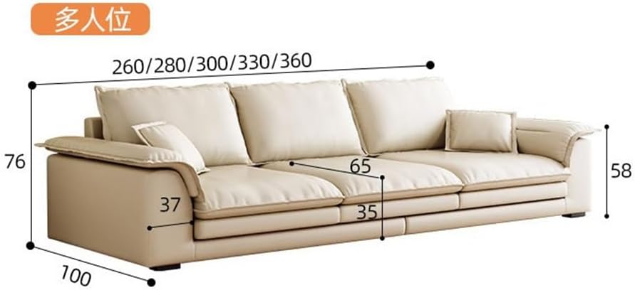 Italian Minimalist Large and Small Villa Customer Corner Sofa Straight Leather(360 * 76 * 100CM)