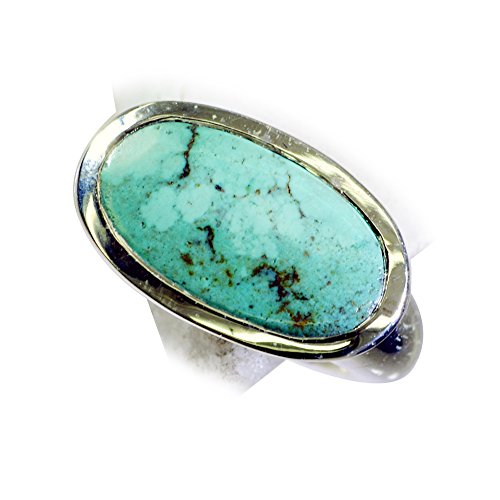 Bague Turquoise Naturelle Ovale Argent 925 Bijou Femme