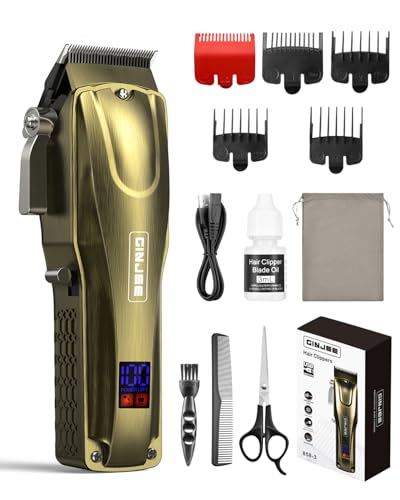 GinJee Hair Clippers for Men, Cordless & Corded Barber Clipper with...