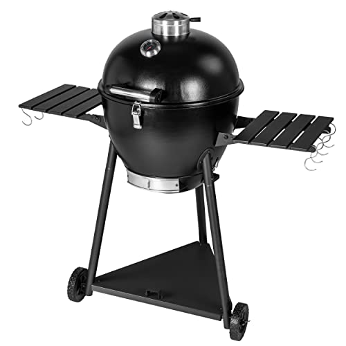 MEATEOR Kamado Grill aus Metall, doppelwandig, Holzkohlegrill zum direkten Grillen, indirekten Grillen und Räuchern wie im Smoker, Deflektorstein für effizientes indirektes Grillen.