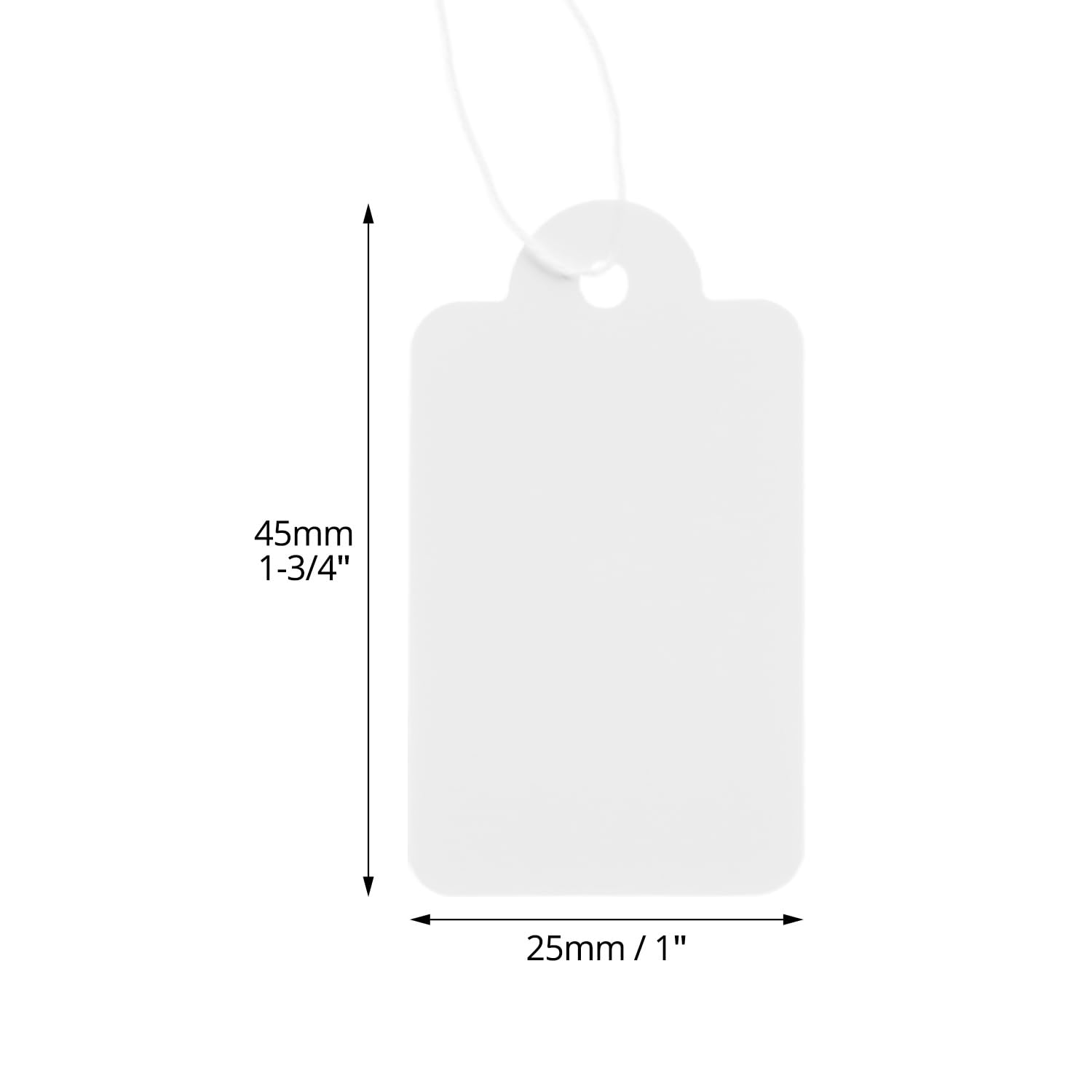 QWORK® 500 białych metek cenowych ze sznurkiem, 25 mm x 45 mm, etykiety do oznaczania biżuterii i odzieży