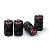 NEMEAE Tire Valve Stem Caps Fit for Mitsubishi Eclipse Spyder Pajero Sport Endeavor ASX Cars.Air Valve Caps Suit for Most Car Truck SUV Wheel Accessories 4pcs Black