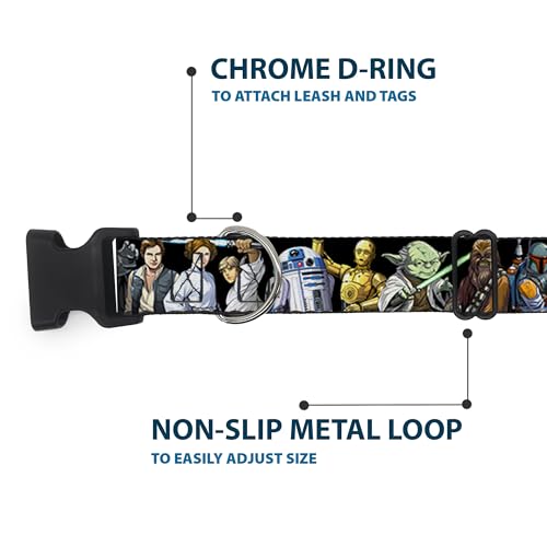 Collier chien Star Wars boucle plastique solide sangle large 3.8 cm ajustable noir