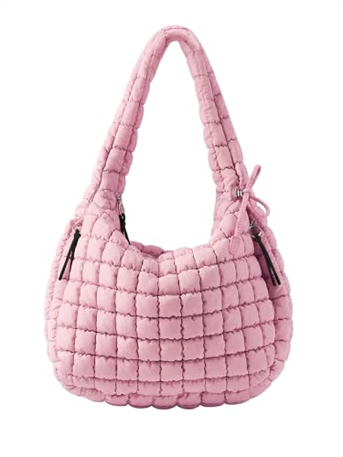 Image of Puffer Quilted Tote Bag for Women Nylon Crossbody Bags Puffy Purse Hobo Large Shoulder Bag Trendy