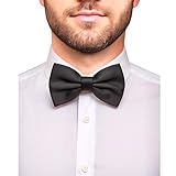 trilece Black Bow Ties for Men - Men's Solid Pre-tied Clip on Bowties for Formal Wear - Adjustable Bow Tie - Bow ties for Woman (Black)