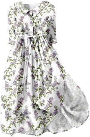 MARSVOVO Long Casual Dresses for Women 2024 Flowers Graphic A-line Boho Beach Summer Plus Size Short Sleeve Maxi Dress