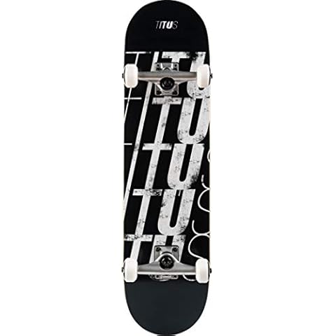 TITUS Skateboards-Complete Fivefold, Black, 8.125, Komplett Board, 7 Schichten Ahornholz, bereits fertig montiert, Skateboard für Jugendliche, Erwachsene, Anfänger, Profis, Mädchen und Junge Cover