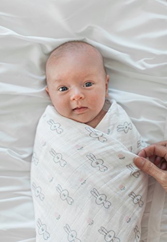 Image of SwaddleDesigns Marquisette Receiving Swaddle Blanket for Baby Boys & Girls, Soft Premium Cotton Muslin, Best Shower Gift, Pastel Blue Little Bunnie, Parent Picks Award Winner