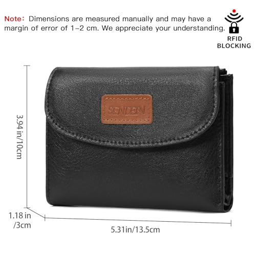 Image of SENDEFN Small Womens Wallet RFID Blocking Double Zipper Pocket Card Holder Purse