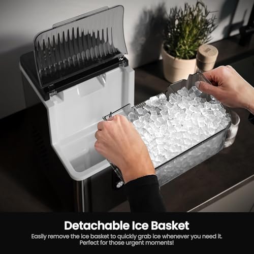 Image of Kismile Nugget Ice Makers Countertop,Portable Ice Machine with Crushed Ice, 35lbs /Day,Self-Cleaning,One-Click Operation for Home Use(Black)