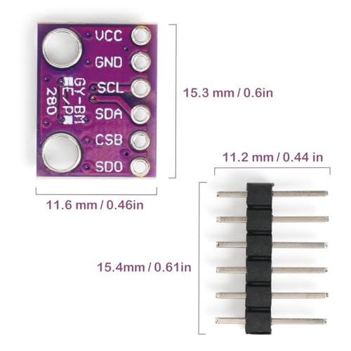 BME280 Sensor Module with Jumper Wires, 3-in-1 Temperature Humidity Barometric Pressure Environmental Sensor, I2C SPI Compatible with Arduino, Raspberry Pi, ESP32, ESP8266 (3.3 V, 1-Pack) - Image 3