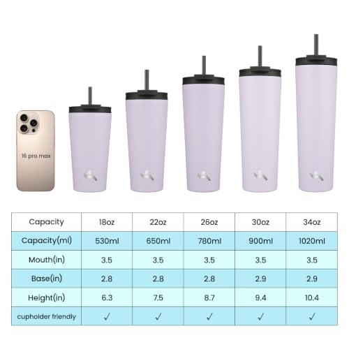 Image of Konokyo 34 oz Insulated Tumbler Water Bottle with Straw Lid, Taro