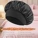 Black Satin Bonnet for Women 5 Pack – 30cm Adjustable Sleep Cap for Curly Hair, No-Slip Breathable Hair Bonnet with Elastic Band, Soft Head Wrap for Sleeping, Shower, Skincare