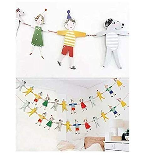 2.7M Banner Cartoon Pattern Bedroom Baby Animal Hand in hand Gilrs Kid's Princesses And Animals Bunting Garland Hanging Decorations For Birthday Party Decor