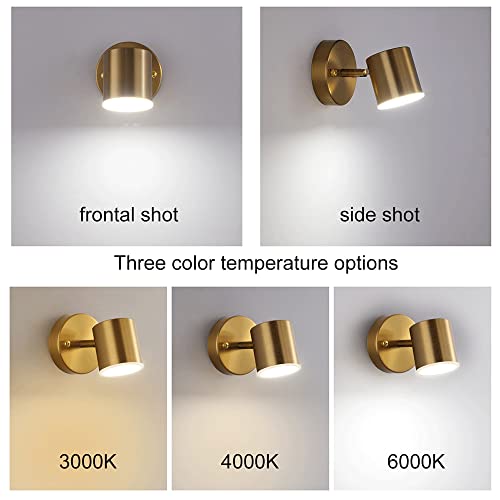 Aplique de pared de metal en latón cepillado y cabezal orientable 360° para lectura 7
