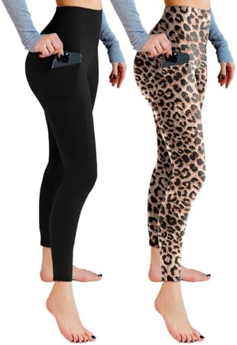 Leafigure 2er Pack High Waist Leggings Damen mit Taschen | Blickdichter Stoff, Elastischer 4-Wege-Stretch, Ideal für Gym, Yoga, Laufen und Alltag