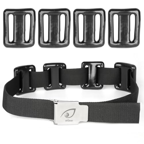 aiGear Dive Belt with Weights, 4 Pcs 2.2lb Coated Lead Diving Weights, Freediving Dive Diving Accessories, 32