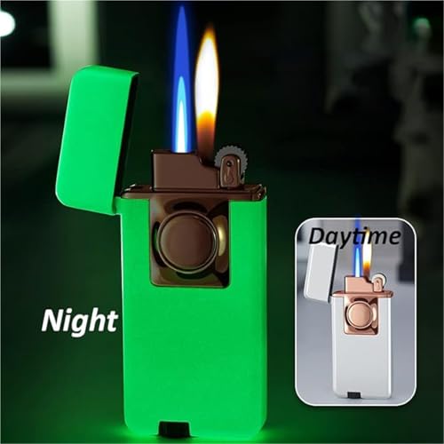 Encendedor metálico portátil con llama dual resistente al viento miniatura 4