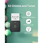 AVANTEK Wireless Door Bell, CB-12 Mini Waterproof Doorbell Chime Operating at 1000 Feet with 52 Melodies, 5 Volume Levels & LED Flash - Image 2