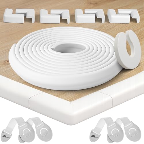 Happy Chlea Coin de Table Protection Bébé – 6,4 m Couverture Totale (Protection Bords et Angles + 8 Protège-Angles), Anti-Choc pour Meubles, 4...