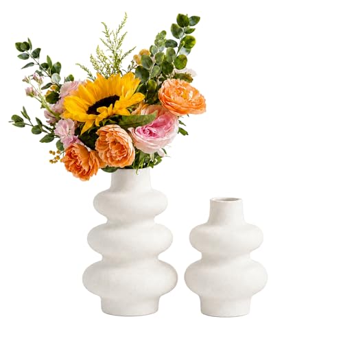 Ceramic Vase Set, Modern White Vases for Living Room Decor
