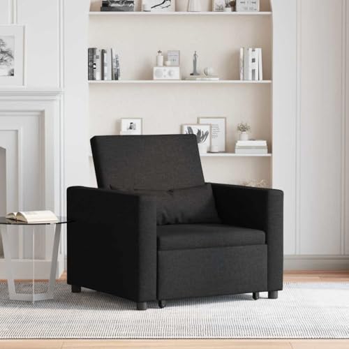 Yunovire Sofá cama individual con ruedas, color negro, 90 x 165 x 87 cm, tela 3 en 1, diseño moderno, para salón, dormitorio