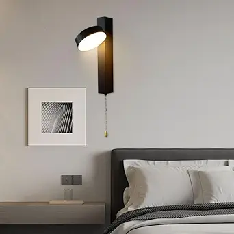 Glowave Modern Matte Black Round 180 Degree Rotatable Wall Lamp Spot Light - Tricolour |Warm White, White, Natural White| B-5627