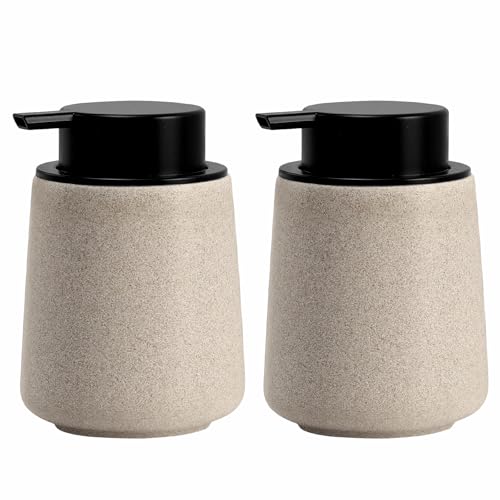 Foaming Soap Dispenser Pump 12OZ, Refillable Foam Hand Dish Soap Dispenser Bottle Jar for Bathroom Kitchen Sink Countertop Home Decor - Beige