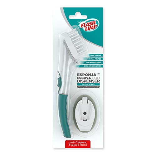 Flash Limp Conjunto Esponja E Escova Com Dispenser Detergente Para Louças Esp7634
