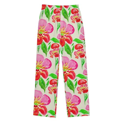 J JOYSAY Watercolor Blossom Petal Beige Pajamas Pants Soft Long Pajama Bottoms Lounge Sleep Pants Size S-XL