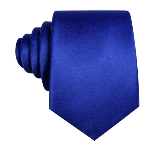 Image of Barry.Wang Plain Men Silk Ties Extra Long Satin Necktie for Wedding Business Handkerchief Cufflinks Set Solid Colors