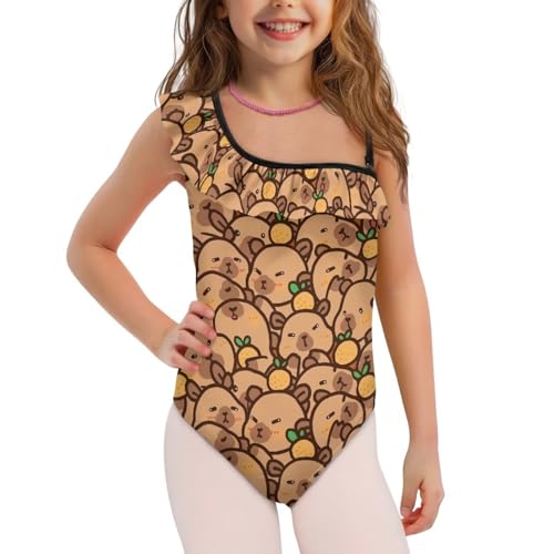 Image of Girls One Piece Swimsuits Size 3-14 Trendy Ruffle Bathing Suit Casual Hawaiian Summer Beach Swimwear