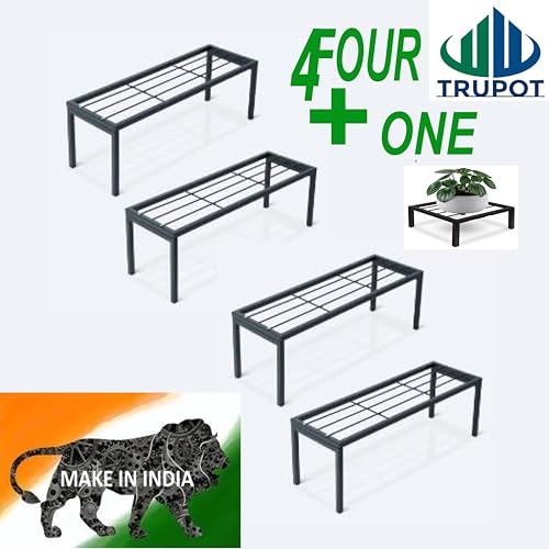Image of Set of 5 Plant Stand for Balcony & Living Room Capacity 120Kg- Pot Stand for Outdoor & Indoor Planters- Gamla,Flowerpot,Garden,for Balcony Decoration (Black - 24 Inch)
