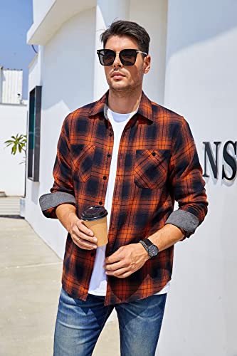 Alex Vando Mens Button Down Shirts Regular Fit Long Sleeve Casual Plaid Flannel Shirt