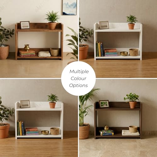 Image of DFC Element Auburn Book Shelf Wooden 2 Tier Shelf for Living Room, Home & Bedroom Decor & Daily Essentials|Engineered Wood Storage Shelf with Space Saving Organizer, Open Display Design (Wenge Finish