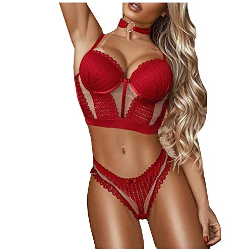 Lingerie sexy femme porno érotique QQQQC slip soutien-gorge rouge