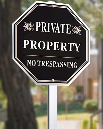 SWEETAPRIL No Trespassing Signs Private Property, All-Aluminum Yard signs, 10