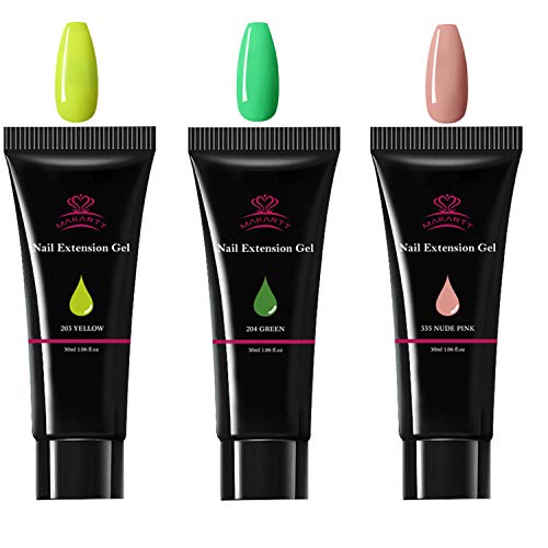 Makartt Nail Extension Gel Kit Trendy Nail Art Design Neon Yellow Nude Pink Green Nail Extension Gel Nail Gel Salon Nails Easy DIY at Home P-40